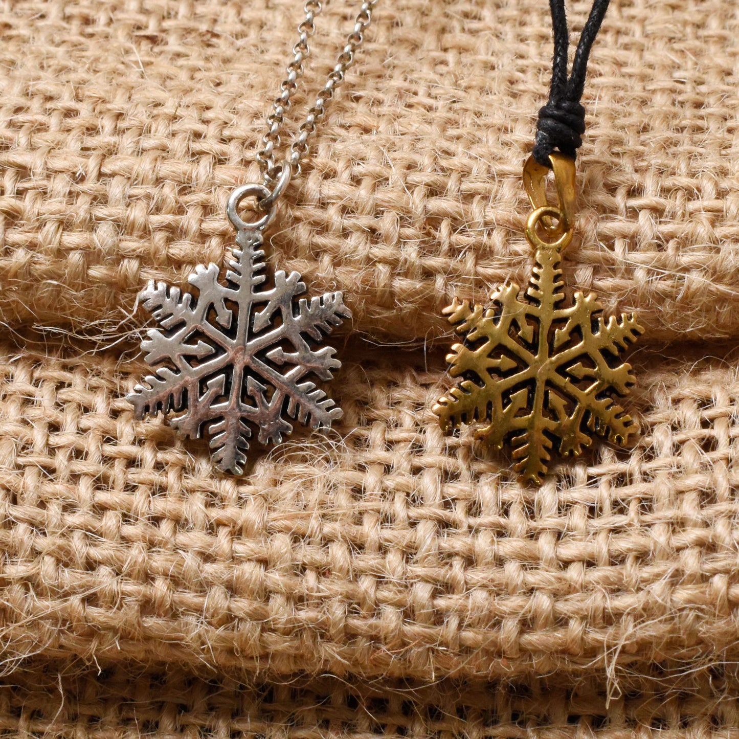 Snow Flake Winter Handmade 92.5 Sterling Silver Brass Necklace Pendant Jewelry