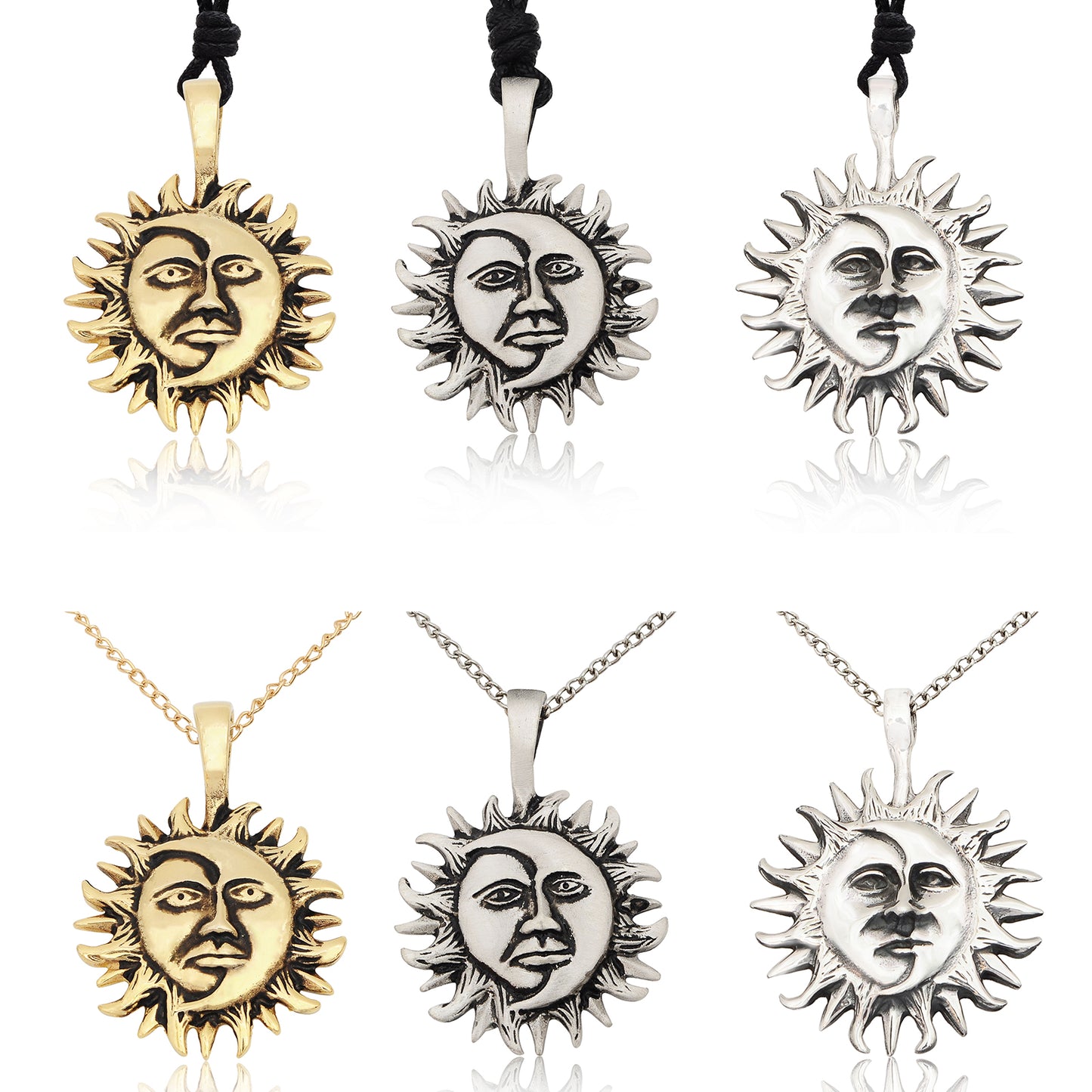 New Ying Yang Sun And Moon  92.5 Sterling Silver Charm Necklace Pendant Jewelry