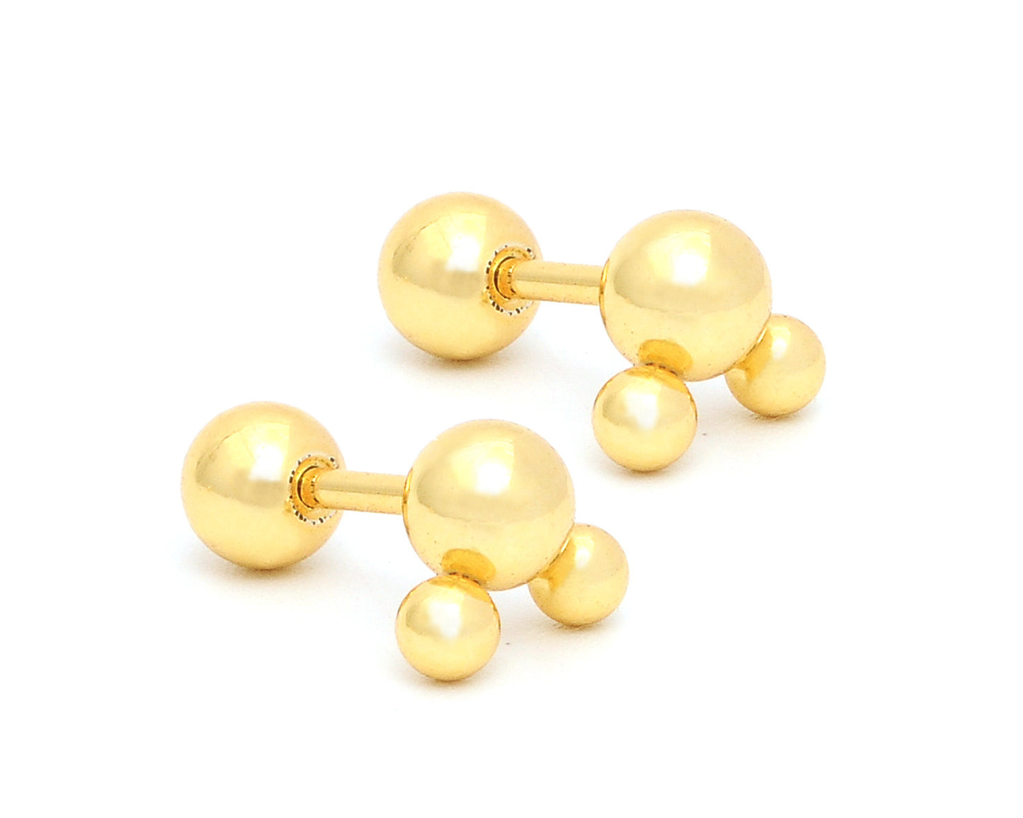 1 Yellow Powder Coated Stainless Three Studs Earrings