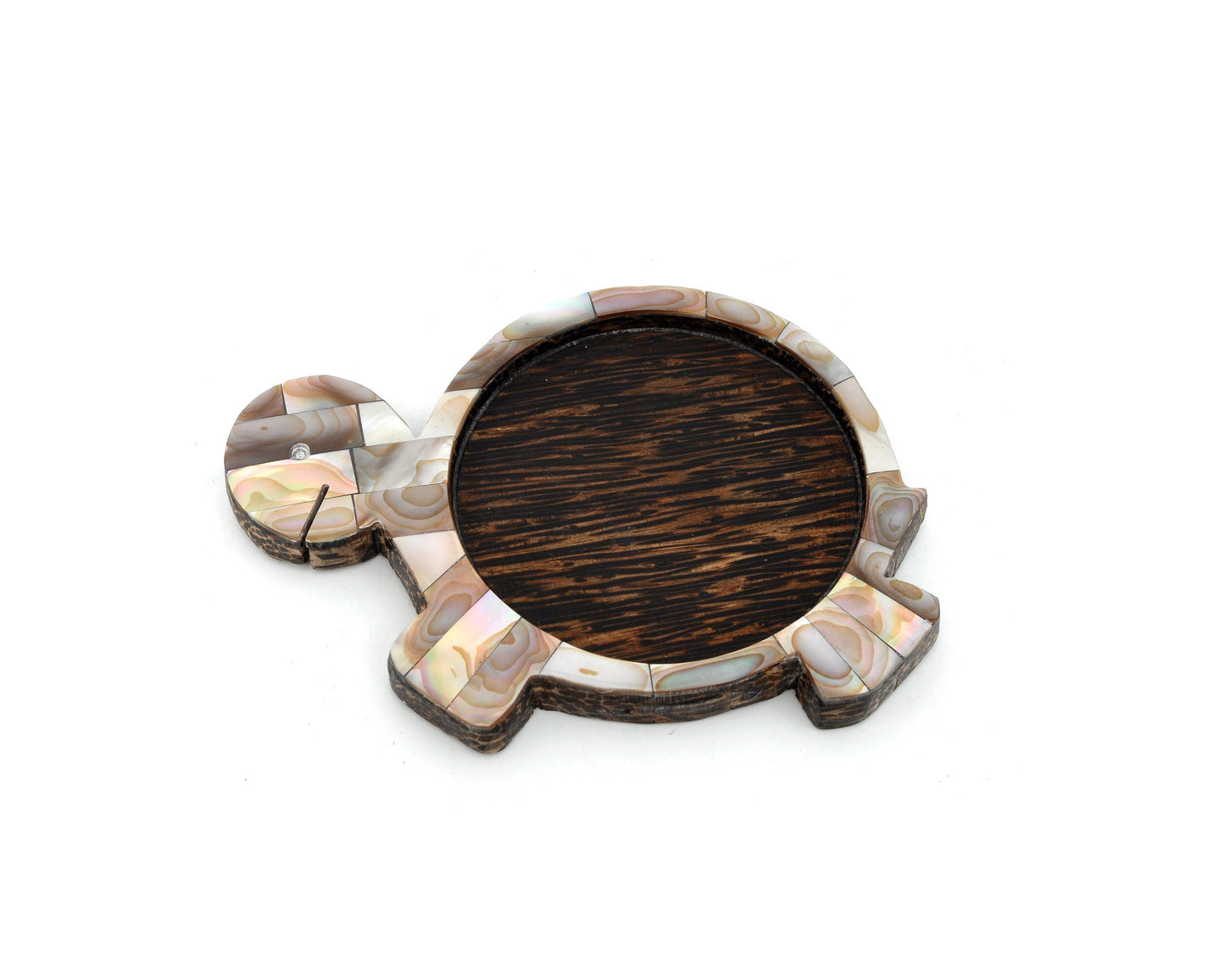 Myanmar Handmade Coconut Wood Turtle Coaster With Mother of Pearl Inlay