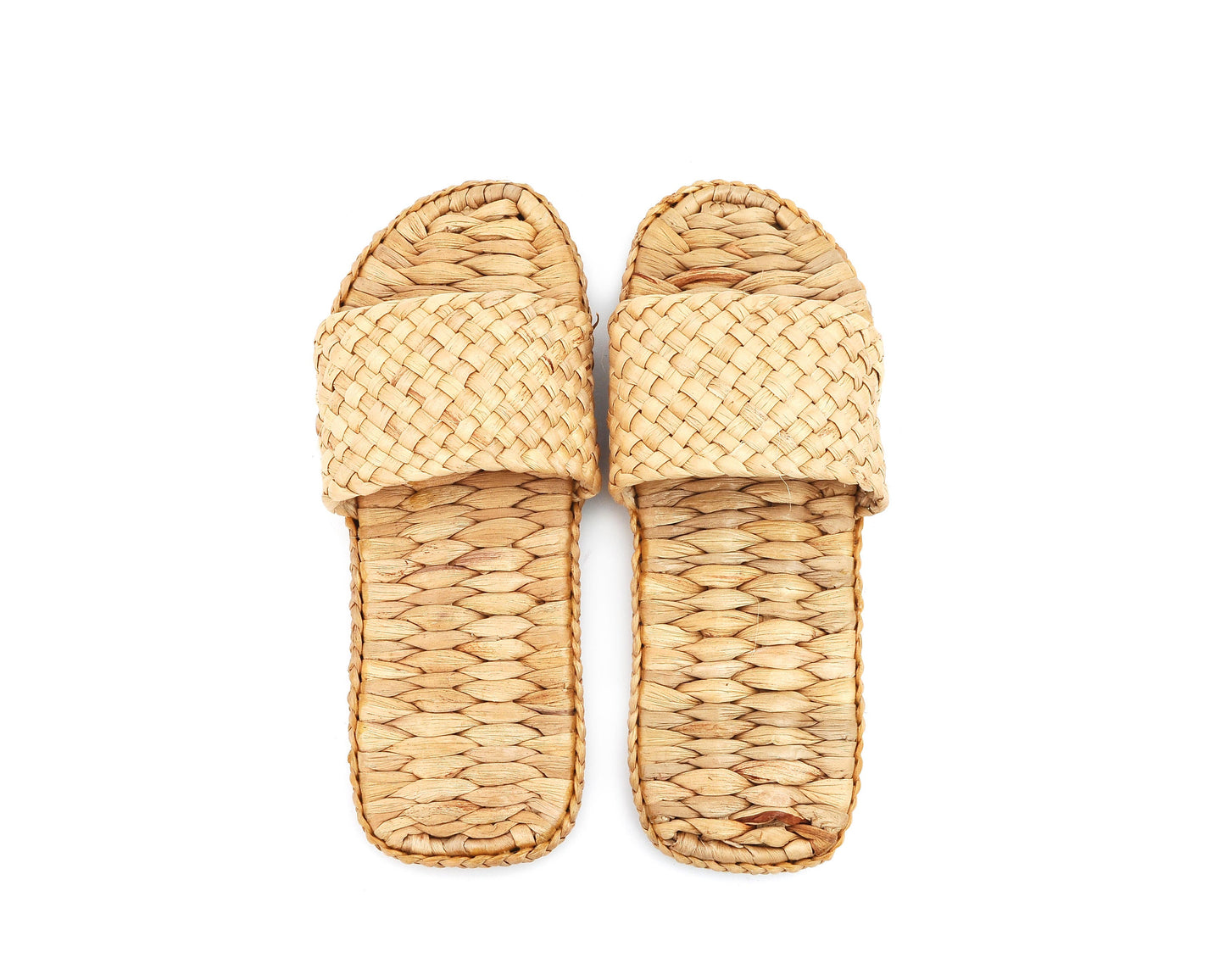 Natural Handmade - Open-Toe Scuff Slippers for Men and Ladies - Hand Woven Water Hyacinth - Crochet Style