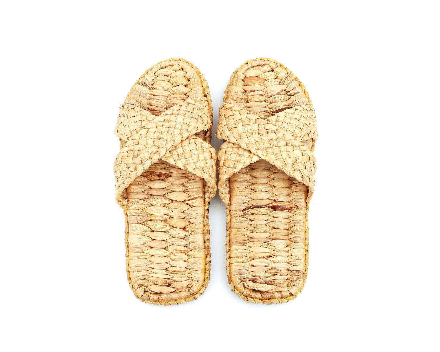 Natural Handmade - Cross Slippers for Men and Ladies - Hand Woven Water Hyacinth