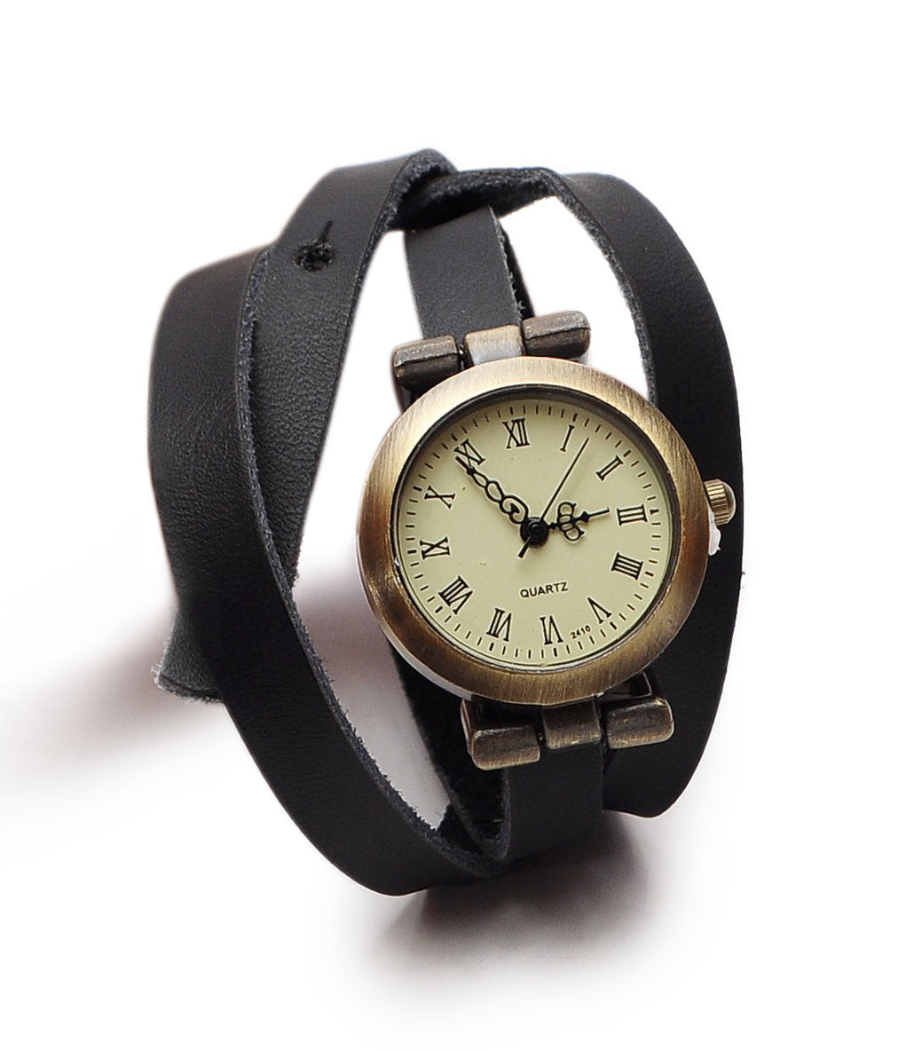 New Women Vintage Fashion Bracelet Real Leather Quartz Wrist Watch