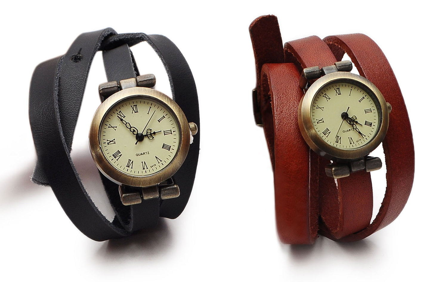 New Women Vintage Fashion Bracelet Real Leather Quartz Wrist Watch