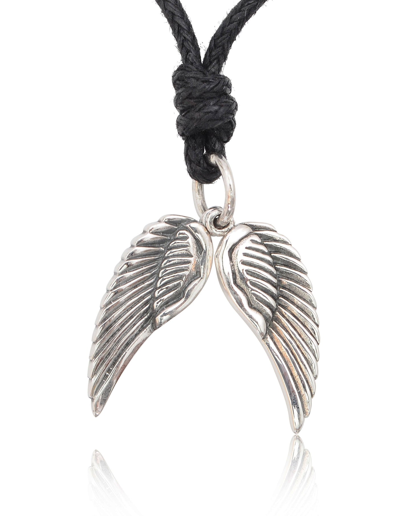 Pair Angel Wings 92.5 Sterling Silver Pewter Charm Necklace Pendant Jewelry