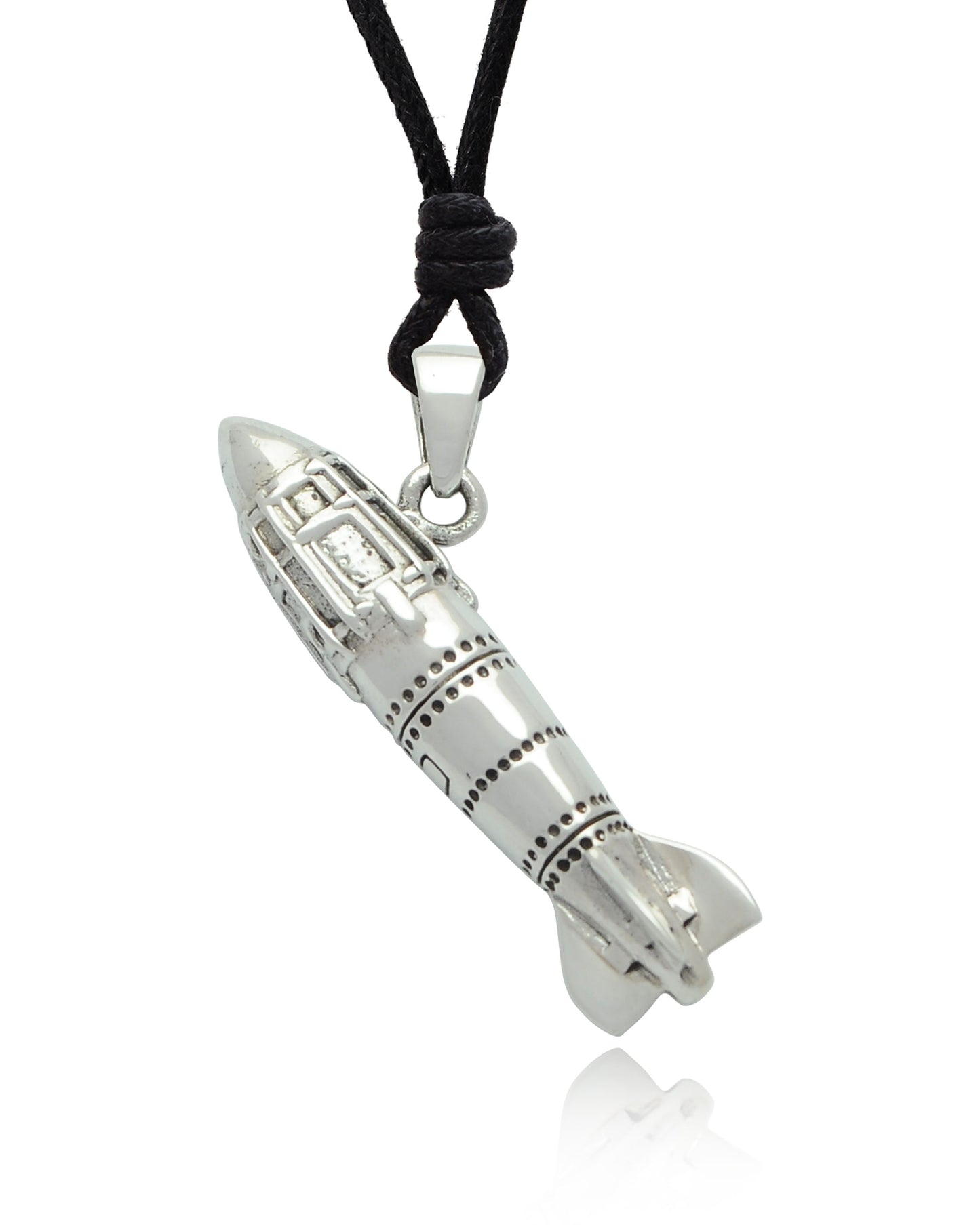 New Missle Rocket 92.5 Sterling Silver Pewter Brass Necklace Pendant Jewelry