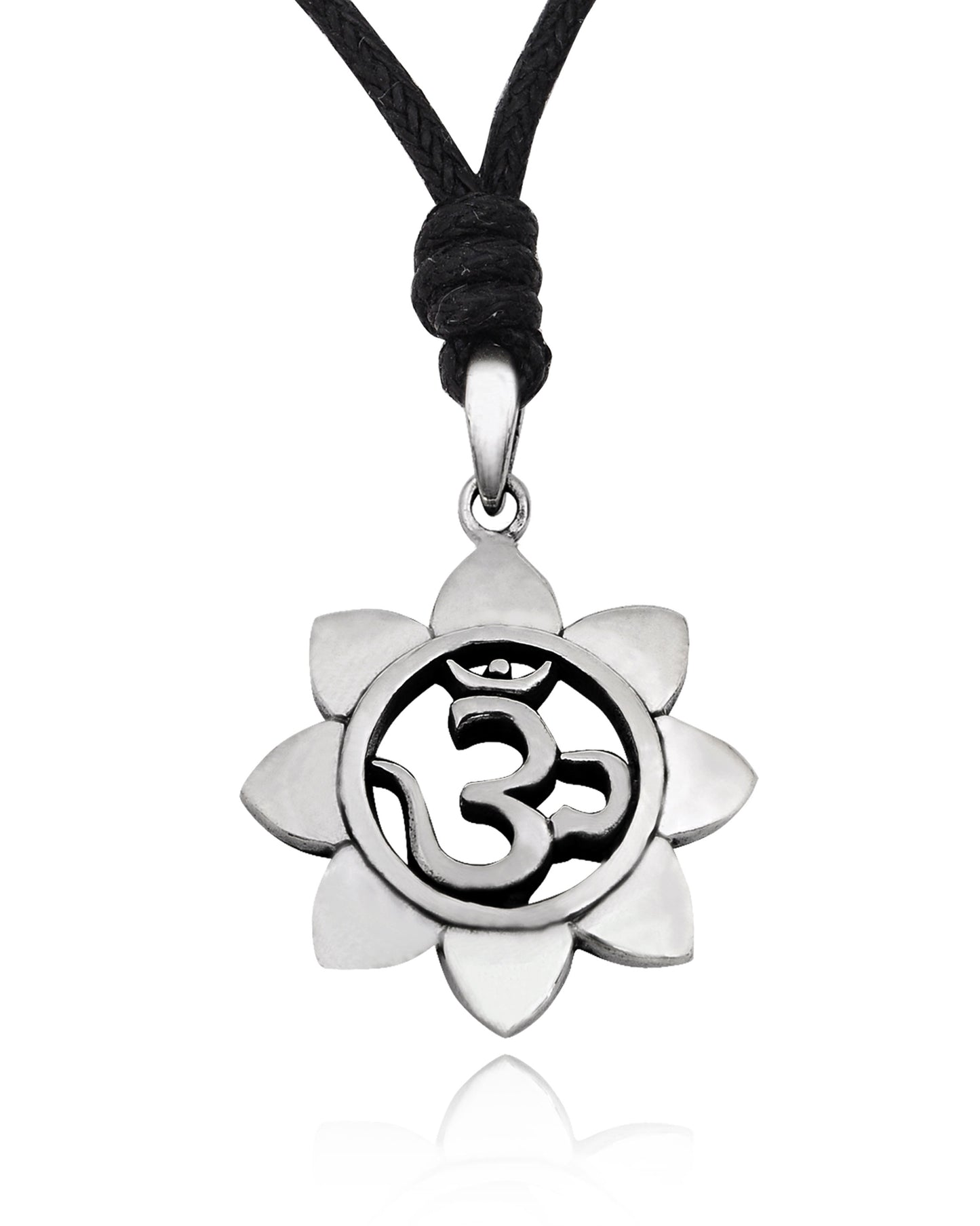 Sunflower Hindu Ohm 92.5 Sterling Silver Pewter Necklace Pendant Jewelry