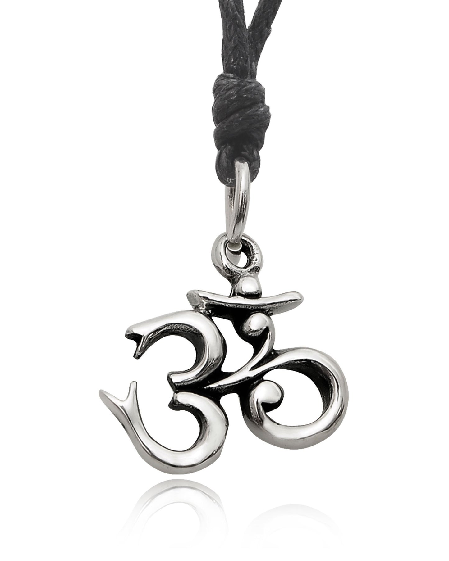 Lovely Hindu Word Om Ohm 92.5 Sterling Silver Necklace Pendant Jewelry