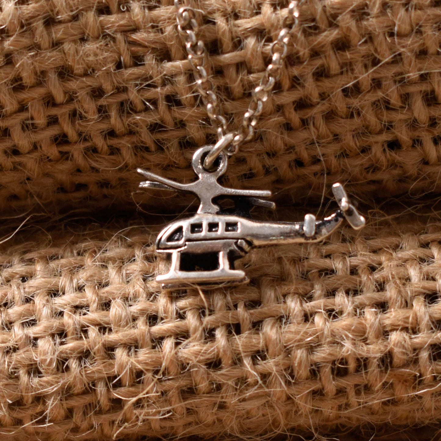 Helicopter 92.5 Sterling Silver Charm Necklace Pendant Jewelry