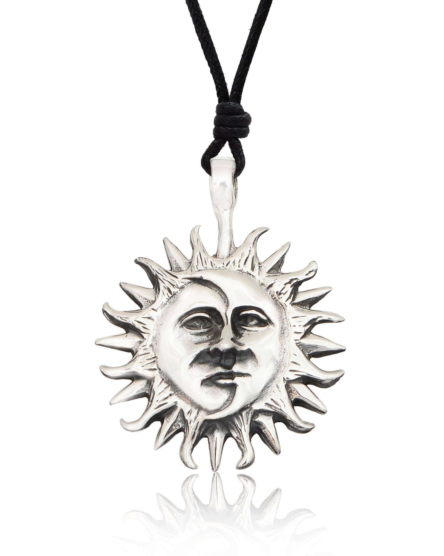 New Ying Yang Sun And Moon  92.5 Sterling Silver Charm Necklace Pendant Jewelry