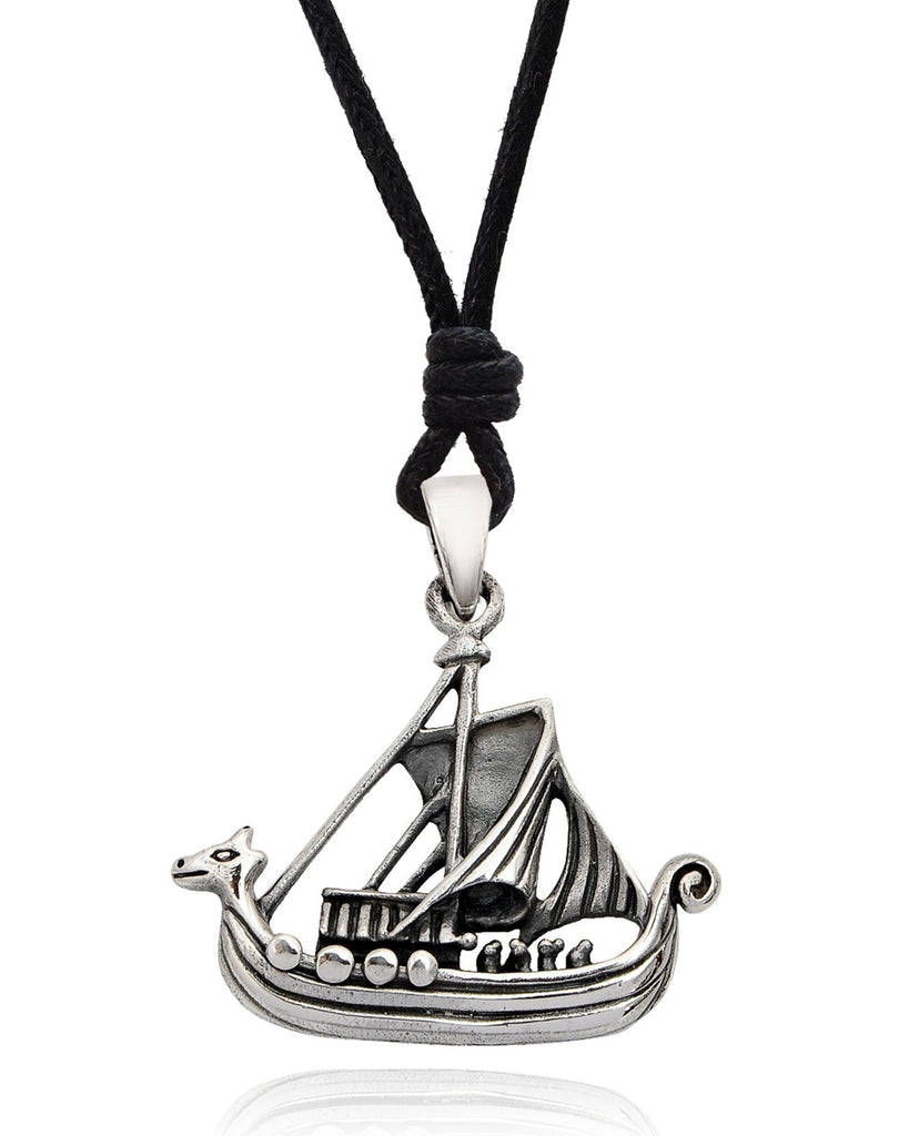 Viking Boat 92.5 Sterling Silver Gold Brass Charm Necklace Pendant Jewelry