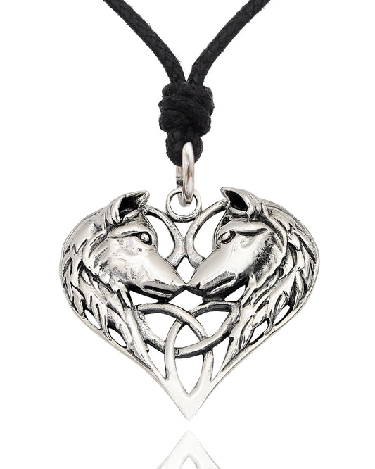 Wolf Heart Size S & M 92.5 Sterling Silver Pewter Brass Necklace Pendant Jewelry