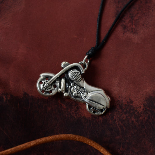 925 Sterling Silver Brass Motorcycle Motor Bike Pendant Biker Necklace Jewelry