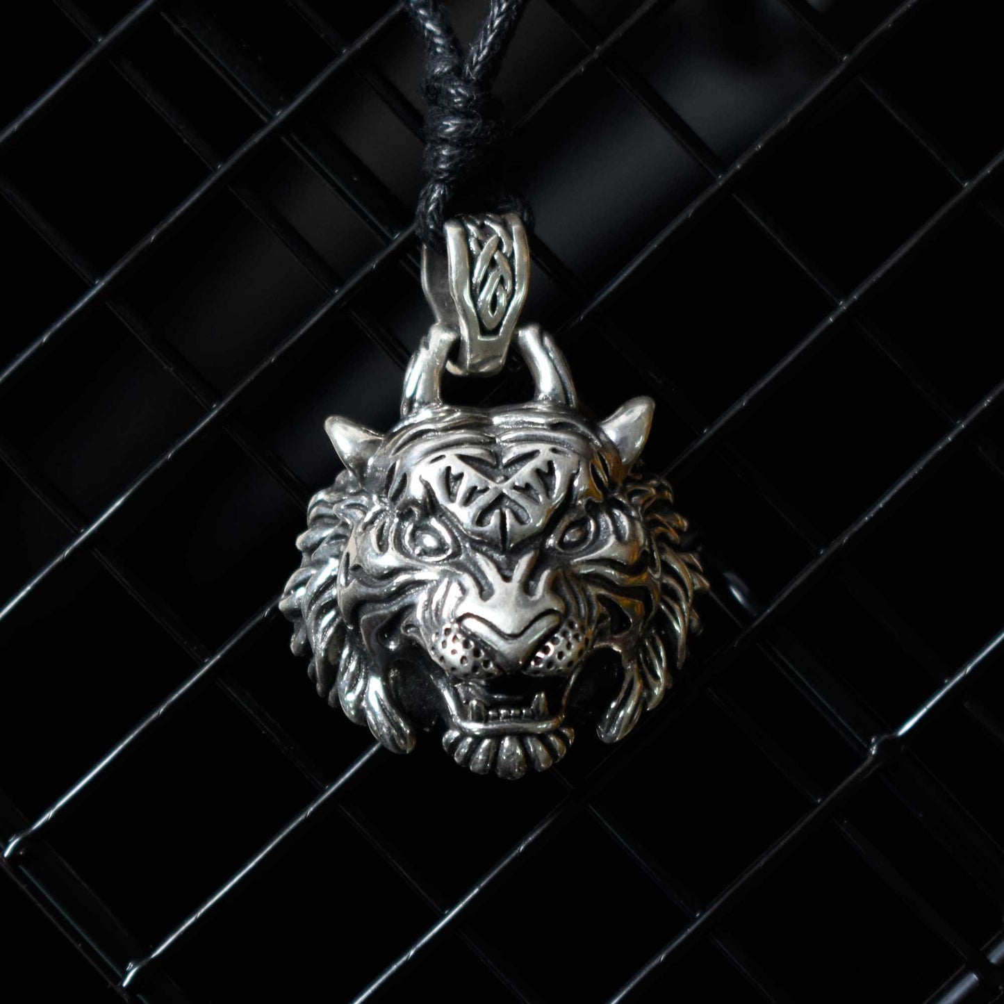 Tiger Head Wild Animal 925 Sterling Silver Gold Brass Necklace Pendant Jewelry