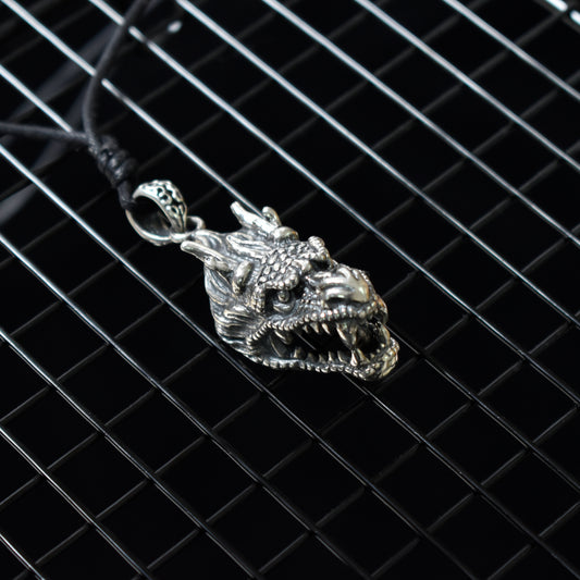 Dragon Head, Dragon Pendant Sterling Silver-Brass Necklace Charm Jewelry