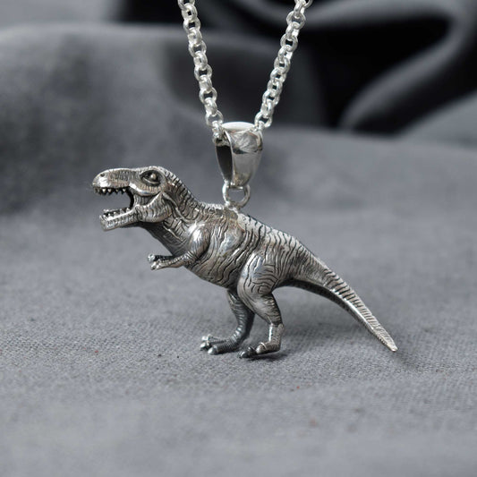 Tyrannosaurus Rex T-Rex 925 Sterling Silver Charm Necklace Pendant Jewelry