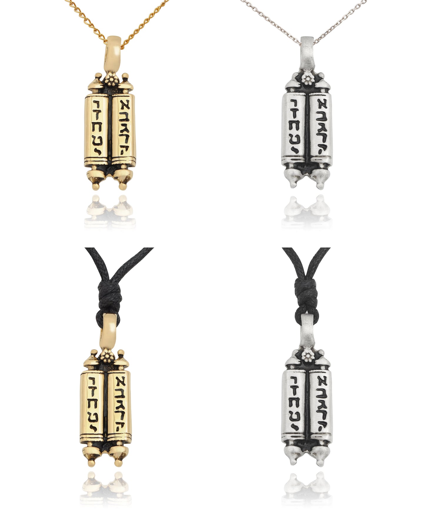 Jewish Torah ScrollBook Silver Pewter Gold Brass Charm Necklace Pendant Jewelry