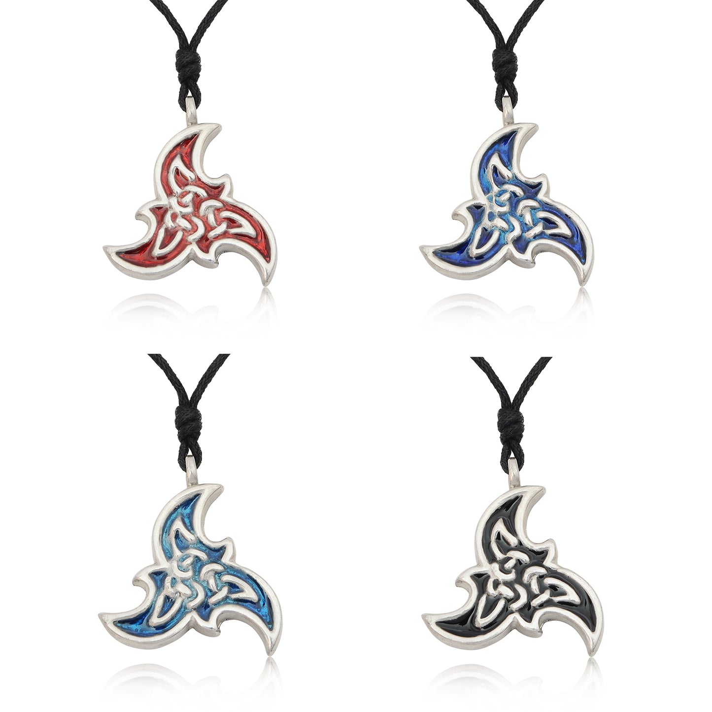 Colorful Celtic Design Silver Pewter Charm Necklace Pendant Jewelry