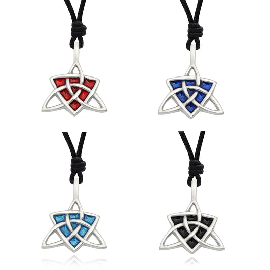 Color Celtic Trilogy Triquetra Knot Silver Pewter Charm Necklace Pendant Jewelry