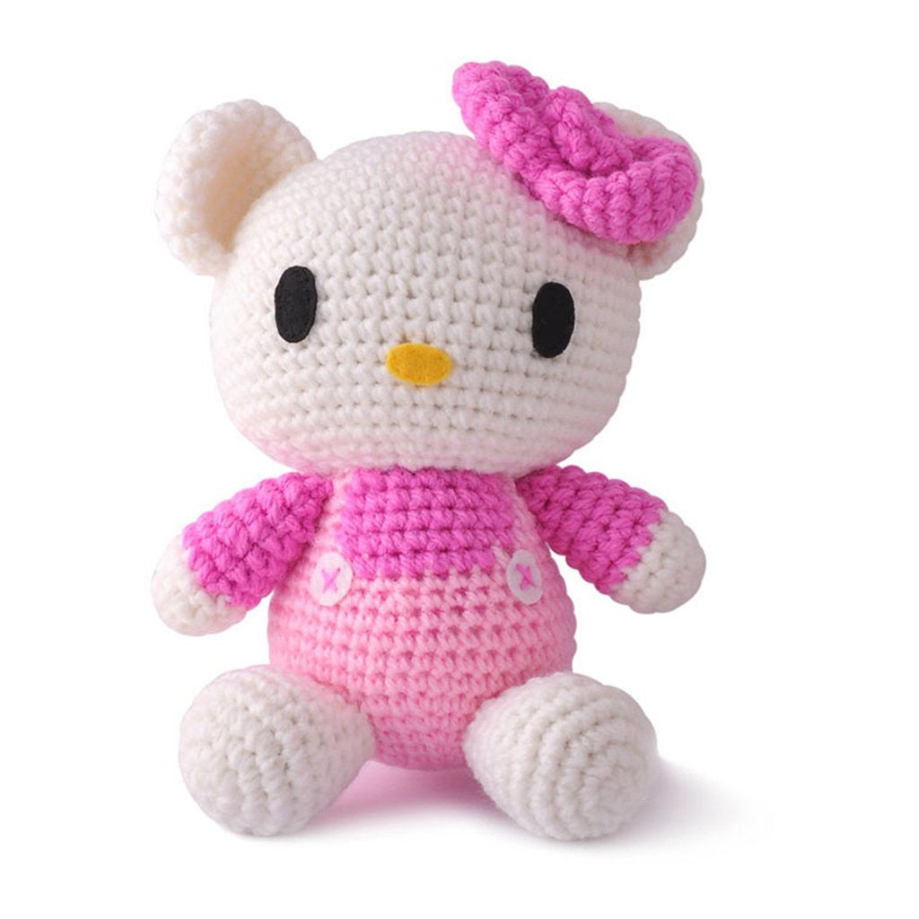 Pink Cute Kitty Handmade Amigurumi Stuffed Toy Knit Crochet Doll VAC