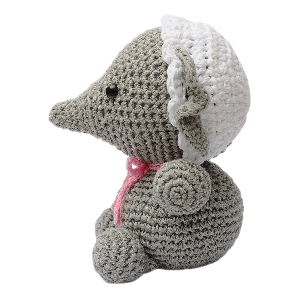 Gray Baby Elephant Handmade Amigurumi Stuffed Toy Knit Crochet Doll VAC