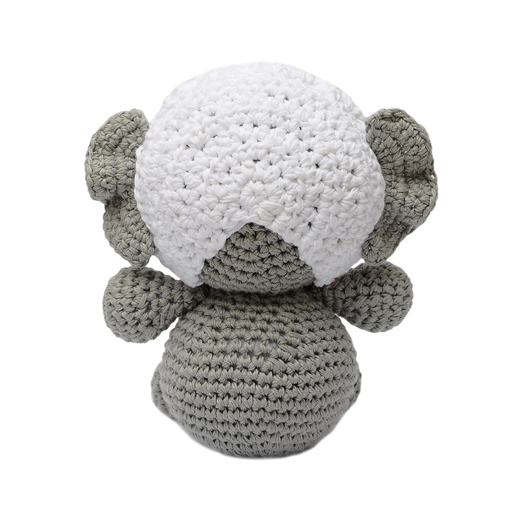 Gray Baby Elephant Handmade Amigurumi Stuffed Toy Knit Crochet Doll VAC