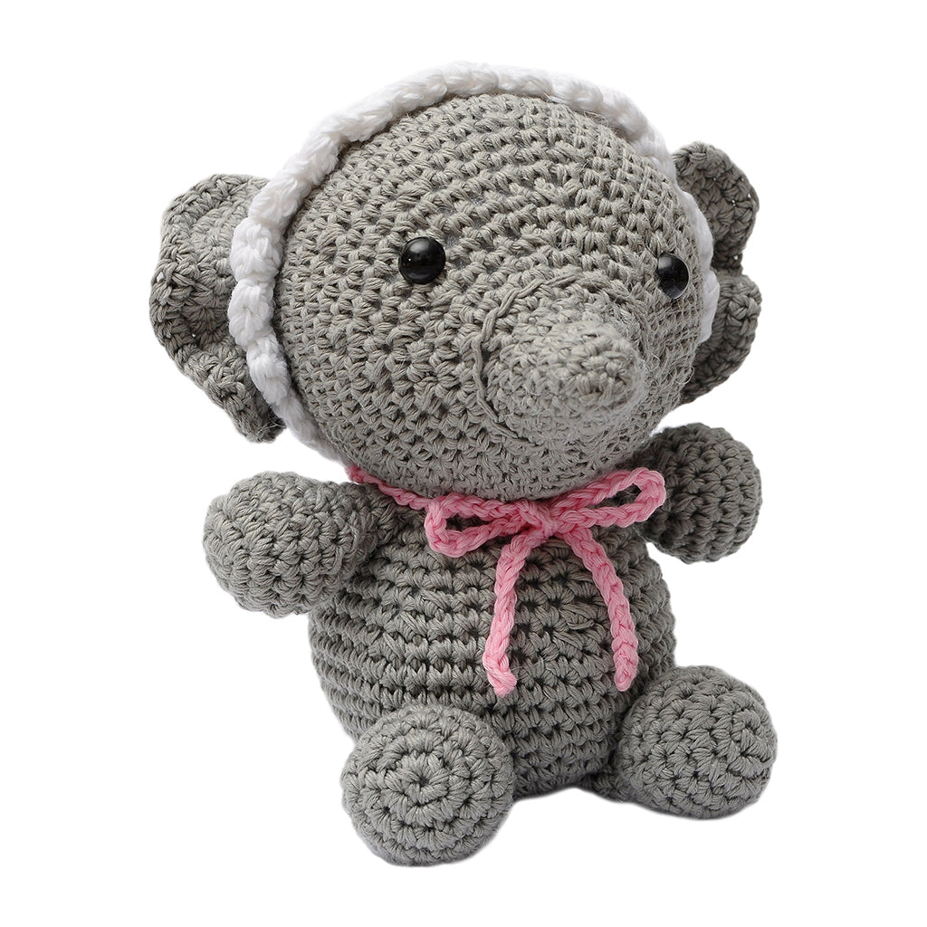 Gray Baby Elephant Handmade Amigurumi Stuffed Toy Knit Crochet Doll VAC