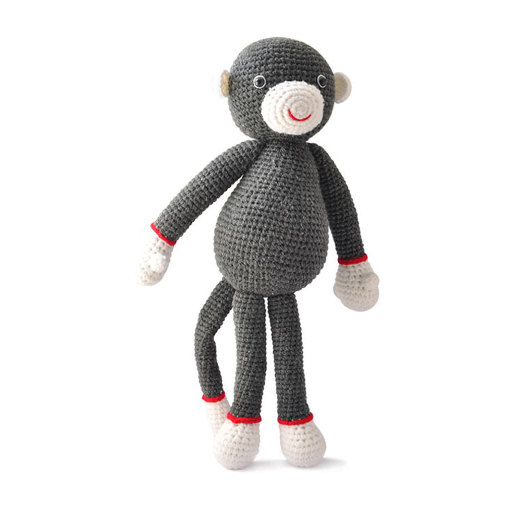 Gray Monkey Handmade Amigurumi Stuffed Toy Knit Crochet Doll VAC