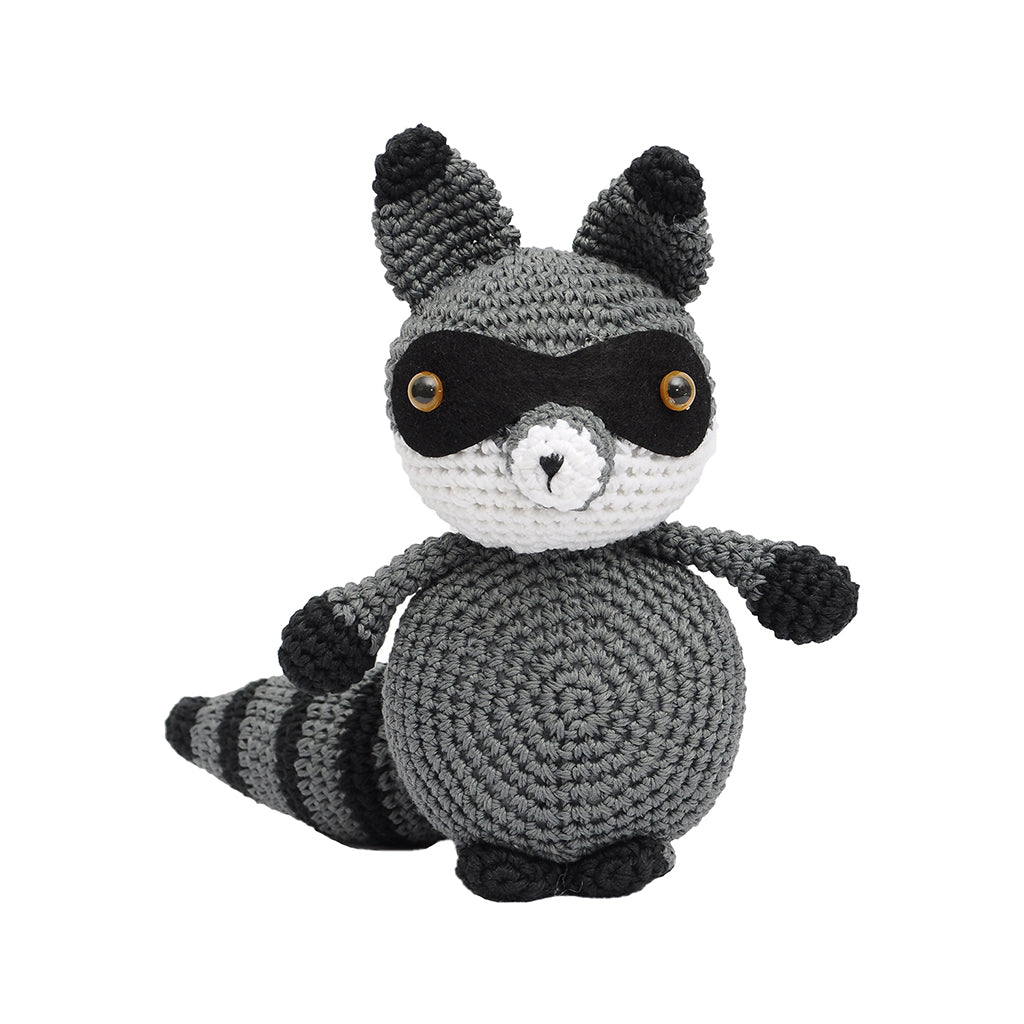 Gray Bandit Raccoon Handmade Amigurumi Stuffed Toy Knit Crochet Doll VAC