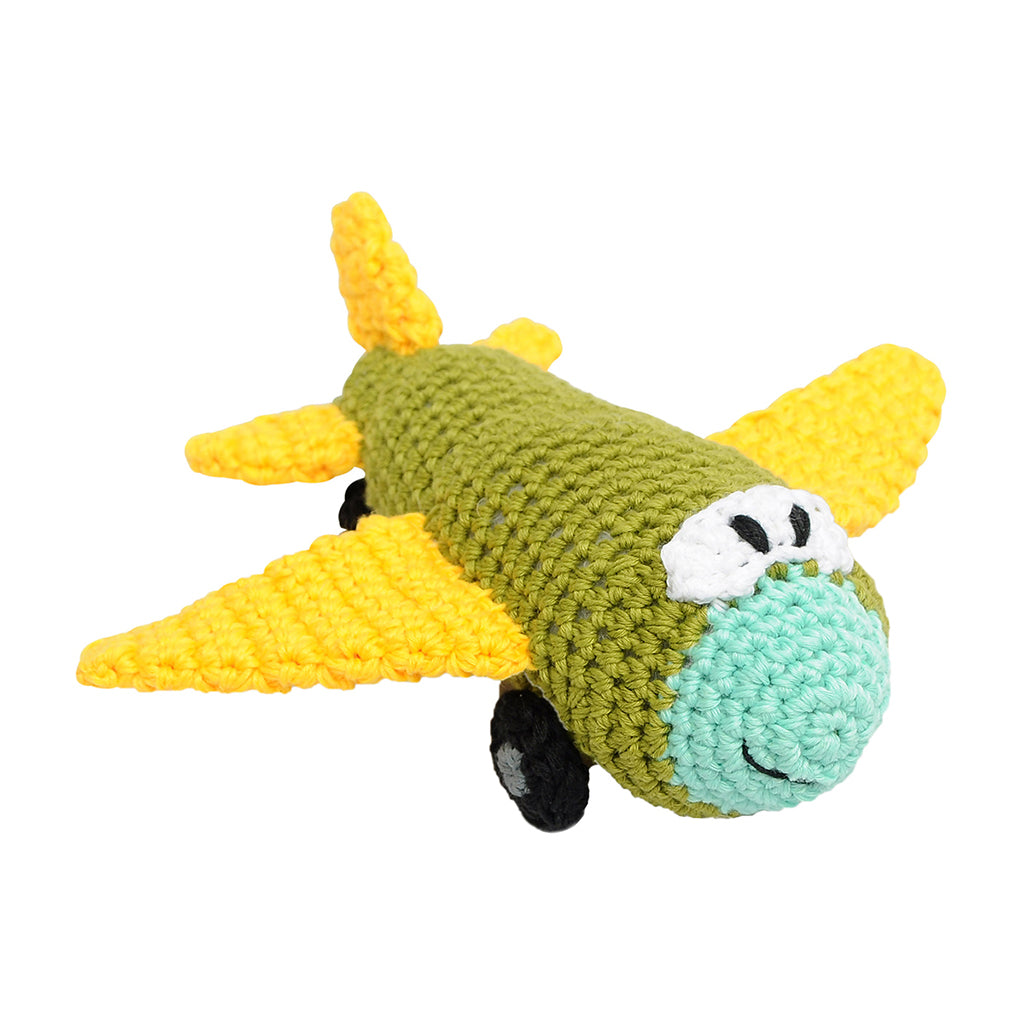 Green Aircraft Handmade Amigurumi Stuffed Toy Knit Crochet Doll VAC