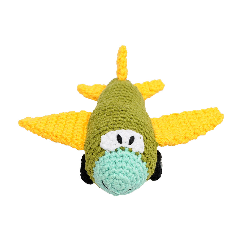 Green Aircraft Handmade Amigurumi Stuffed Toy Knit Crochet Doll VAC