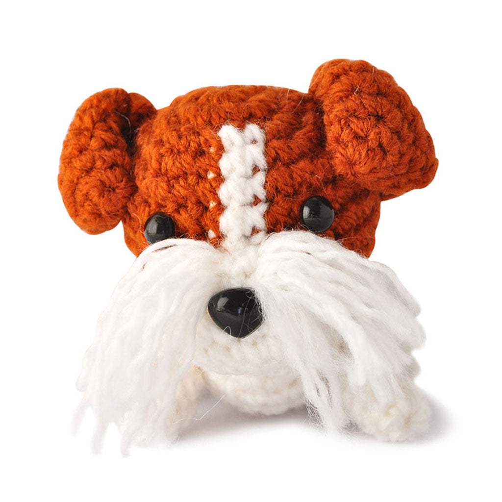 White, Brown Dogs Handmade Amigurumi Stuffed Toy Knit Crochet Doll VAC