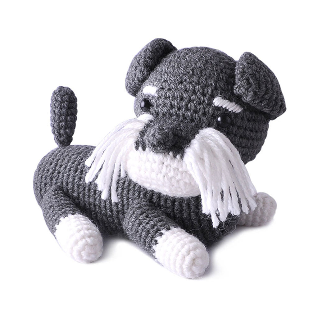 Dark Gray Dogs Handmade Amigurumi Stuffed Toy Knit Crochet Doll VAC