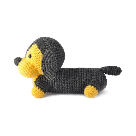 Dark Gray-Yellow Dogs Handmade Amigurumi Stuffed Toy Knit Crochet Doll VAC