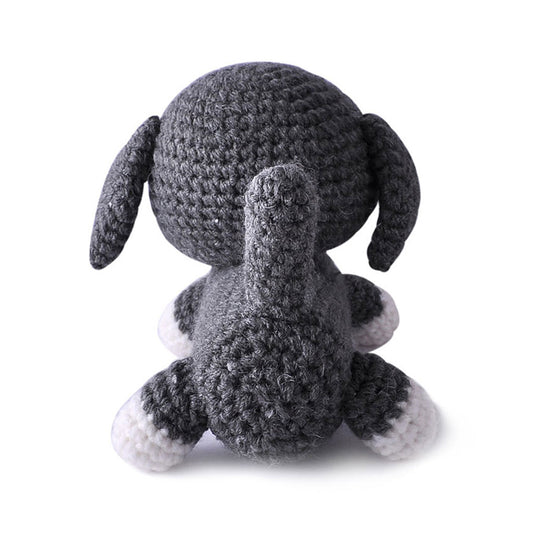 Dark Gray-White Dogs Handmade Amigurumi Stuffed Toy Knit Crochet Doll VAC