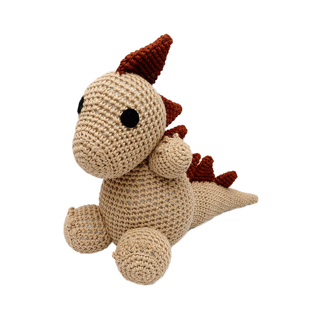 Brown Dinosaurs Handmade Amigurumi Stuffed Toy Knit Crochet Doll VAC