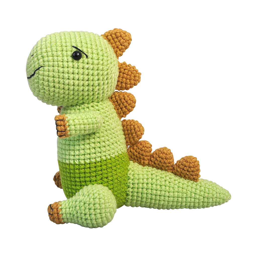 Green Stegosaurus Dinosaur Handmade Amigurumi Stuffed Toy Knit Crochet Doll VAC