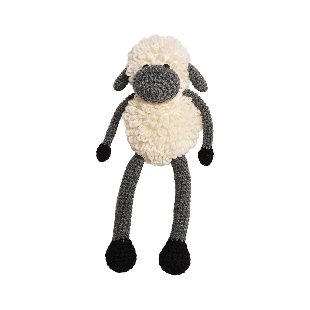 Cream-Grey Sheep Handmade Amigurumi Stuffed Toy Knit Crochet Doll VAC