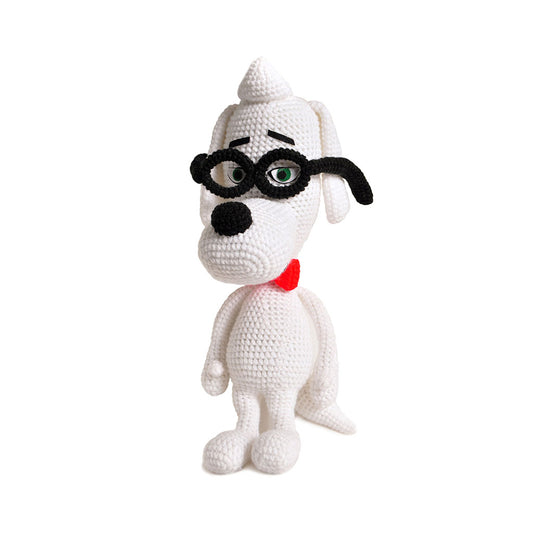 White Peabody Dog Handmade Amigurumi Stuffed Toy Knit Crochet Doll VAC
