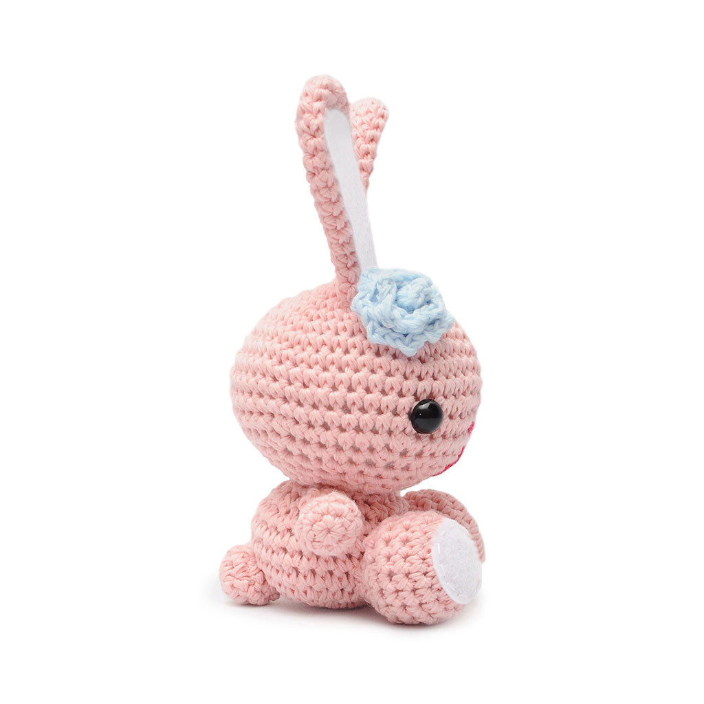 White , Pink Bunnies Handmade Amigurumi Stuffed Toy Knit Crochet Doll VAC