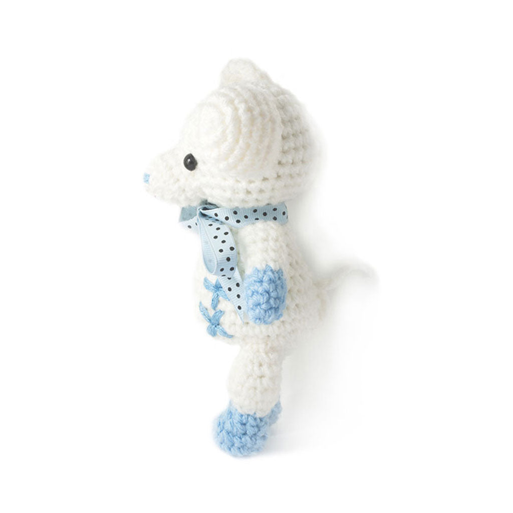 Blue-White Mouse Handmade Amigurumi Stuffed Toy Knit Crochet Doll VAC