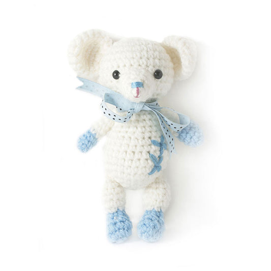 Blue-White Mouse Handmade Amigurumi Stuffed Toy Knit Crochet Doll VAC