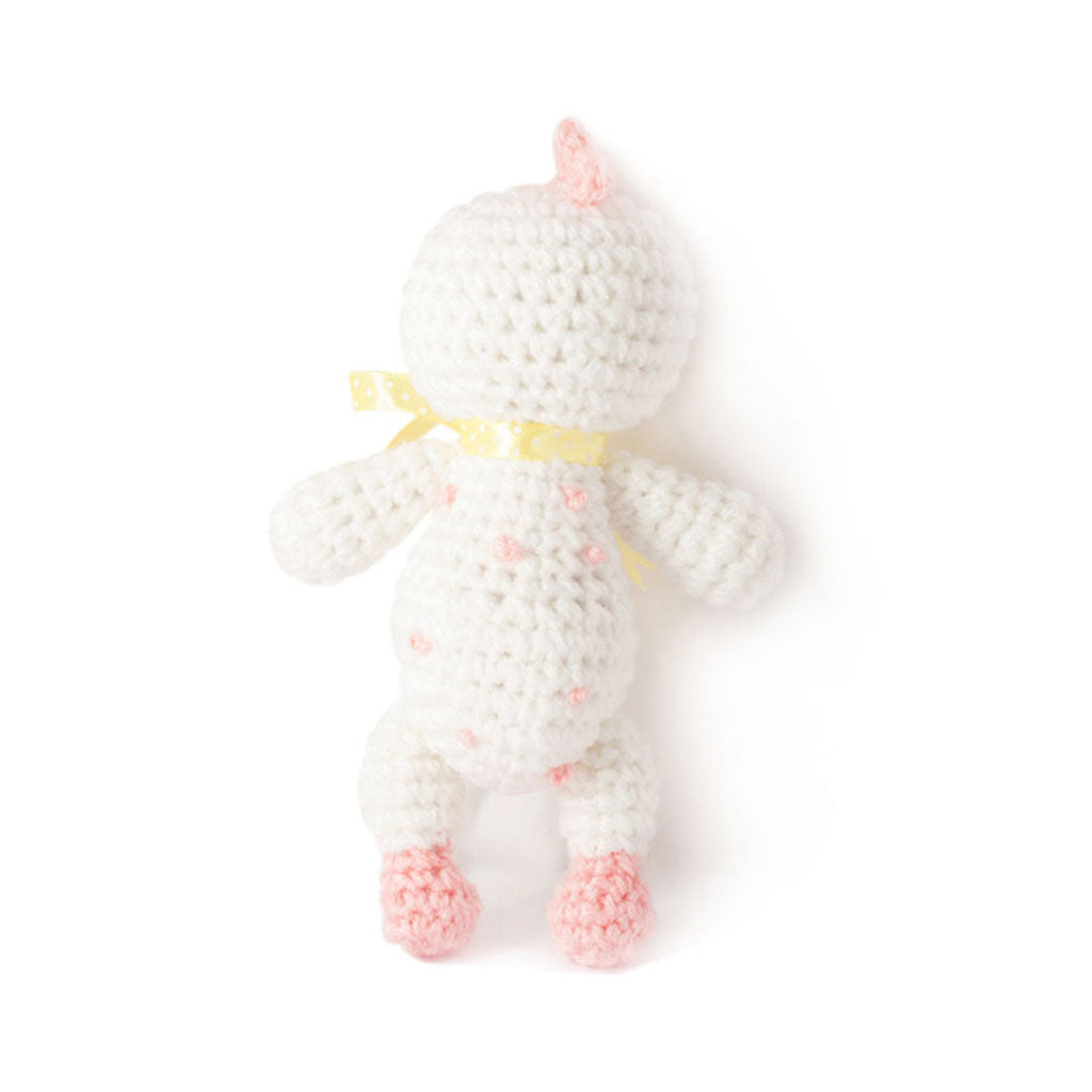 Pink-White Chicken Handmade Amigurumi Stuffed Toy Knit Crochet Doll VAC