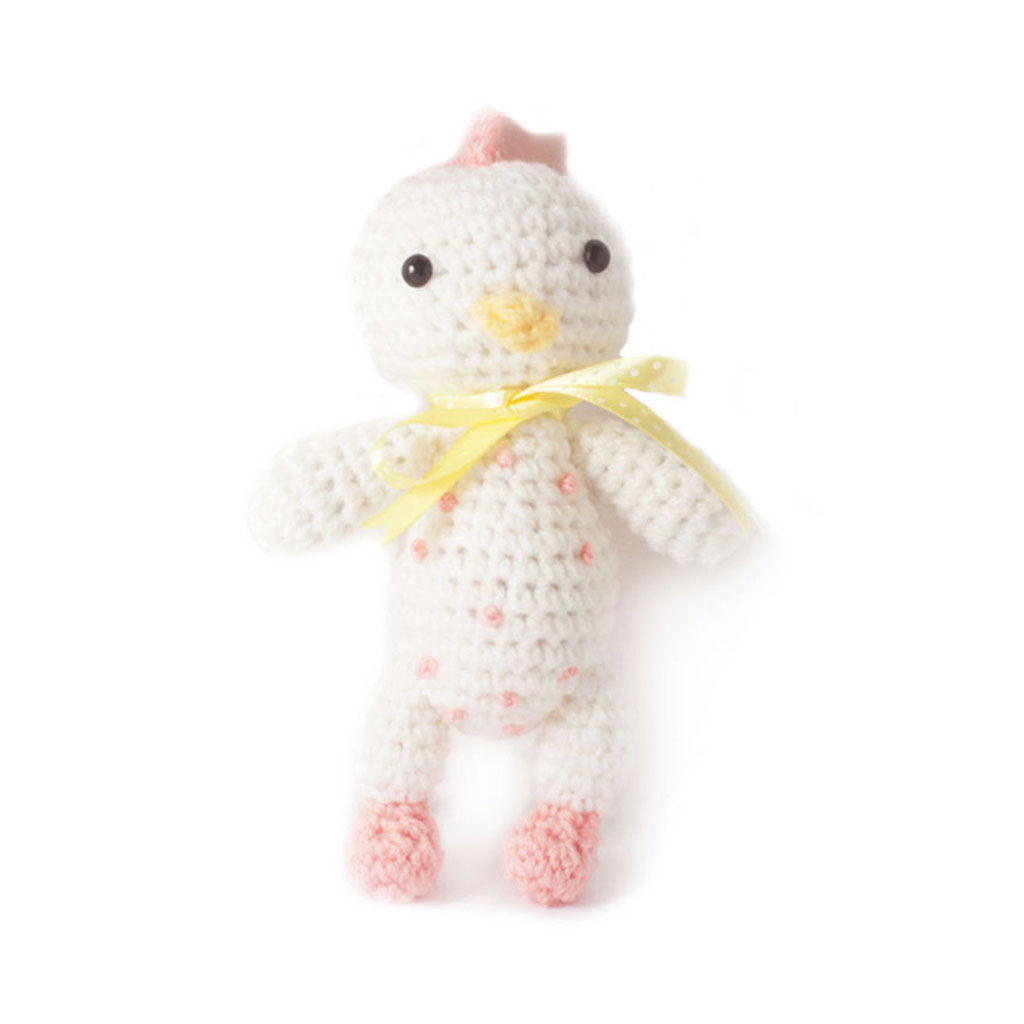 Pink-White Chicken Handmade Amigurumi Stuffed Toy Knit Crochet Doll VAC