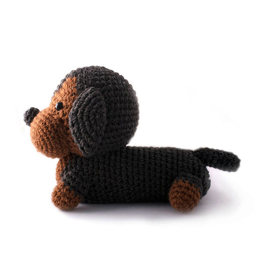 Brown-Grey Dogs Handmade Amigurumi Stuffed Toy Knit Crochet Doll VAC