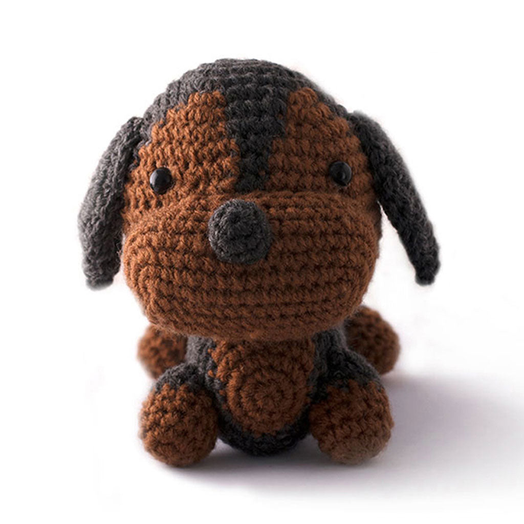 Brown-Grey Dogs Handmade Amigurumi Stuffed Toy Knit Crochet Doll VAC