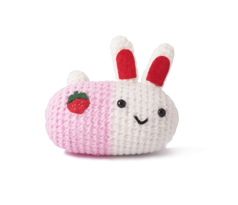 White-Pink Bunnies Handmade Amigurumi Stuffed Toy Knit Crochet Doll VAC