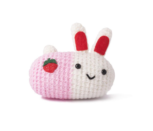 White-Pink Bunnies Handmade Amigurumi Stuffed Toy Knit Crochet Doll VAC