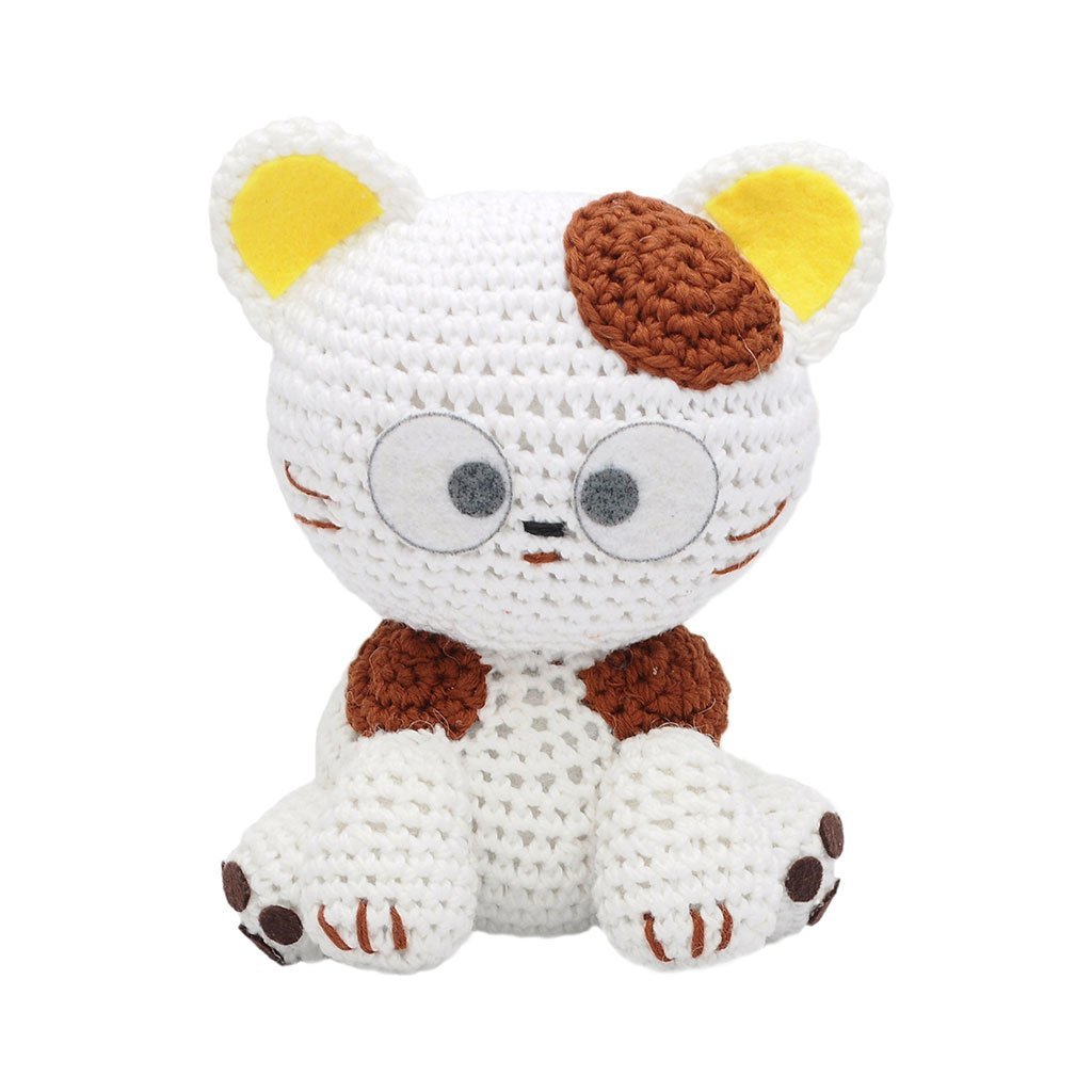 White-Yellow Cats Handmade Amigurumi Stuffed Toy Knit Crochet Doll VAC