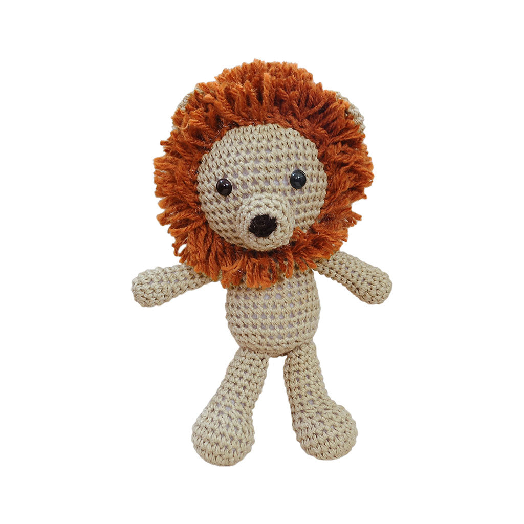 Orange-Brown Lion Handmade Amigurumi Stuffed Toy Knit Crochet Doll VAC